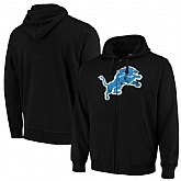 Men's Detroit Lions G III Sports by Carl Banks Primary Logo Full Zip Hoodie Black,baseball caps,new era cap wholesale,wholesale hats